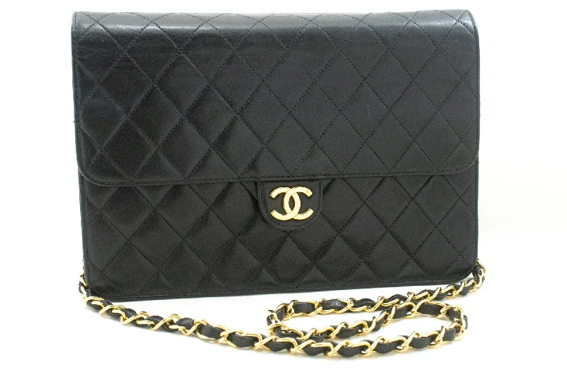 Chanel All - Match Handbag for Versatile StylingCHANEL Chain Shoulder Bag Clutch Black Quilted Flap Lambskin Purse