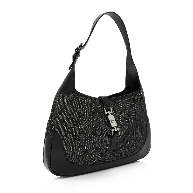 Women Gucci bags with a front - zip pocket for small itemsGucci GG Denim Jackie Hobo (SHF-fYh4CG)