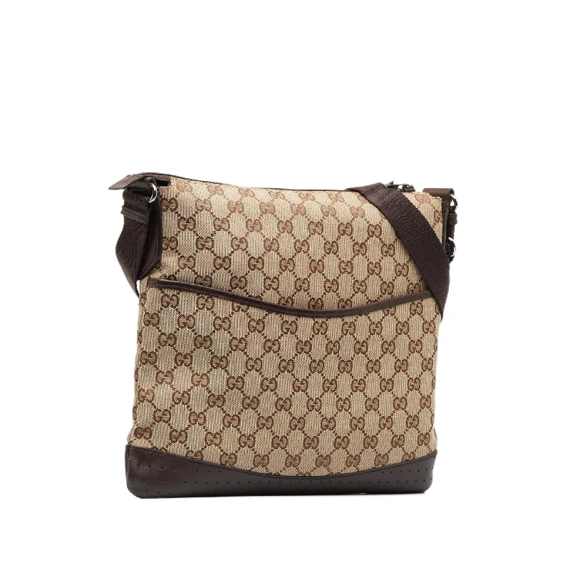 Women Gucci Sylvie bags with a crystal - embellished web stripeGucci GG Canvas Crossbody (SHG-HiuUF3)