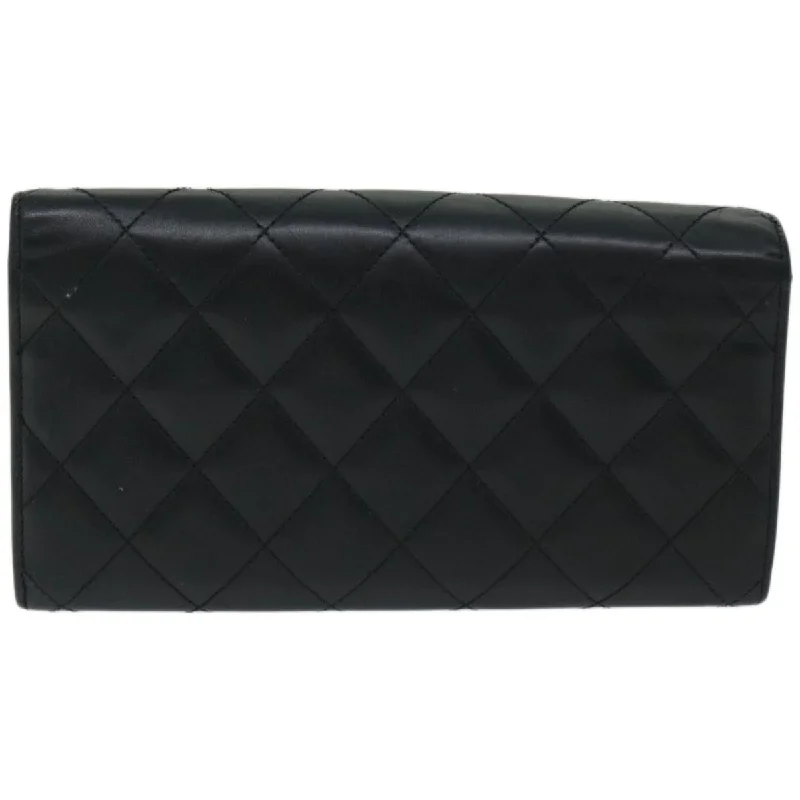 Chanel Black Handbag for Business MeetingsCHANEL Cambon Line Long Wallet Leather Black CC Auth 67567