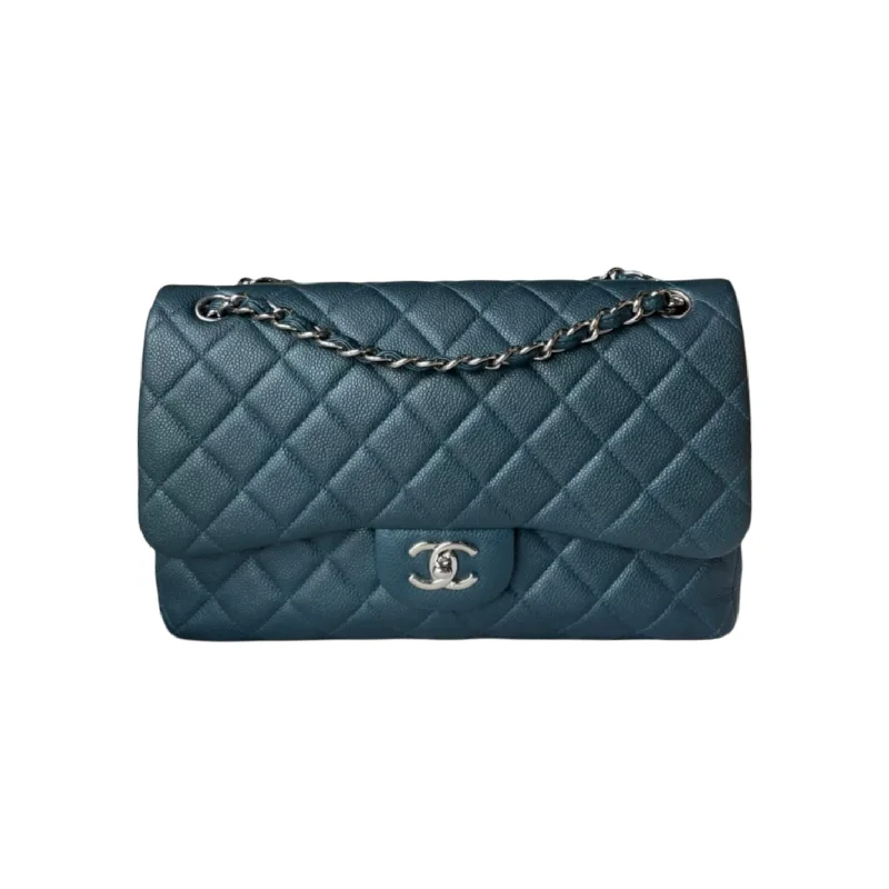 Chanel Classic Flap Bag for Evening PartyClassic Flap Jumbo Caviar Blue SHW