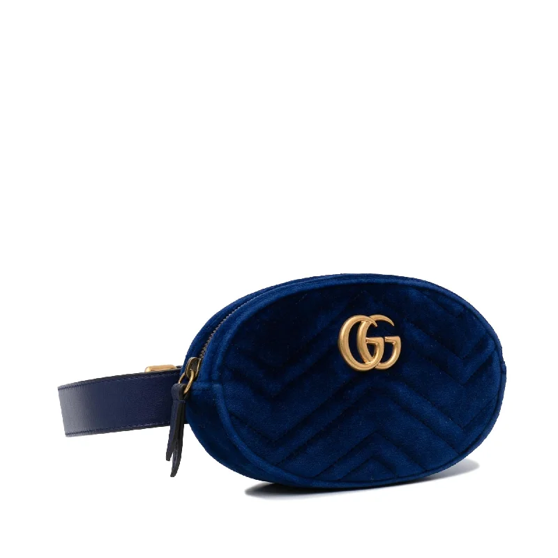 Gucci handbags for women with a beaded trimGucci GG Marmont Velvet Belt Bag (SHG-SXEuAt)