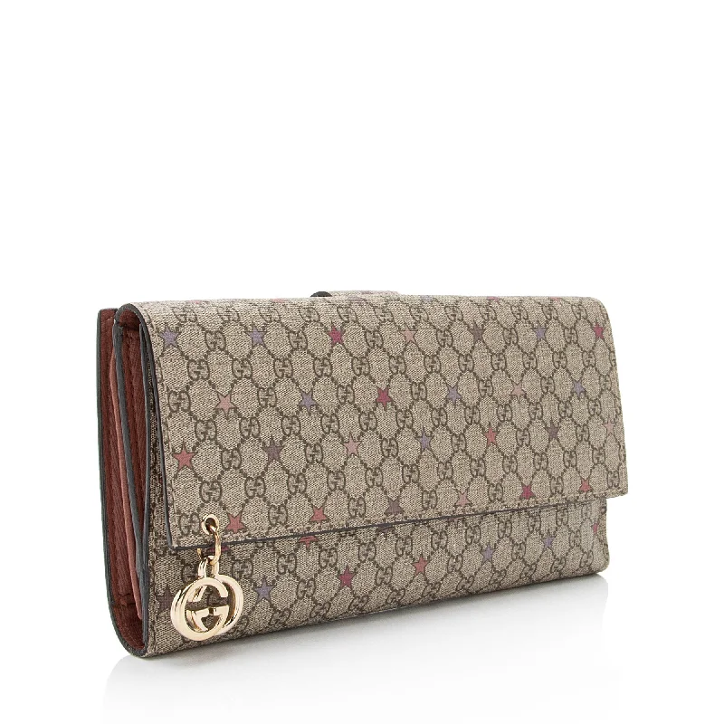 Ladies Gucci shoulder bags with a single - handle designGucci Micro GG Supreme Stars Continental Wallet (SHF-JX6vJI)