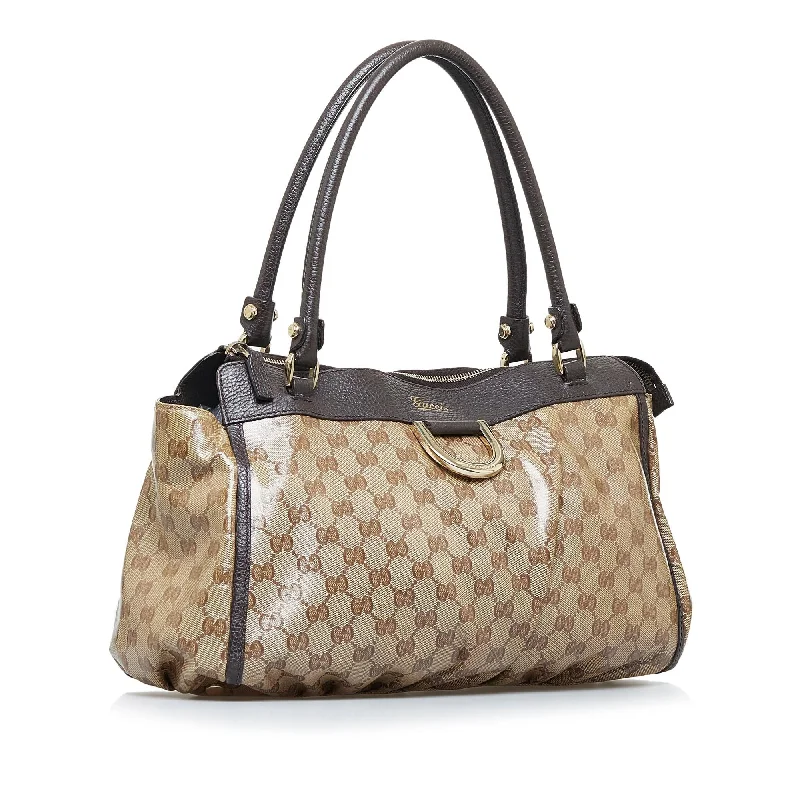 Women Gucci crossbody bags with a printed floral patternGucci GG Crystal Abbey-D Ring Tote (SHG-kcgK09)