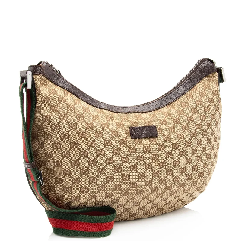 Medium - sized Women Gucci handbags for everyday useGucci GG Canvas Half Moon Medium Messenger (JzXzNp)