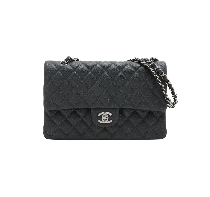 Chanel Small Crossbody Bag for TravelChanel Classic Flap M/L Medium/Large Caviar Black Shimmer Bag- 18C