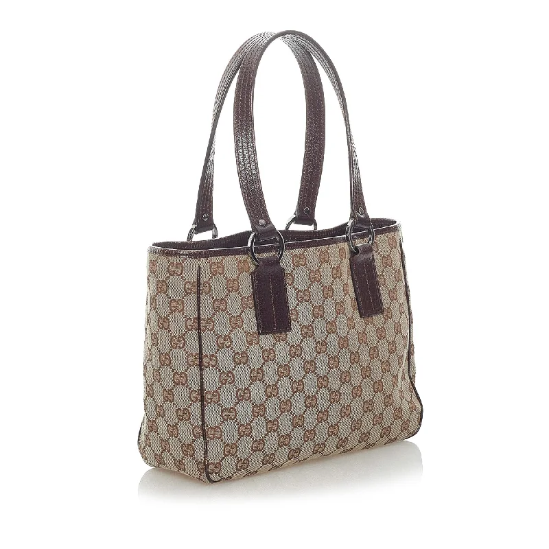 Gucci tote bags for women with a double - handle designGucci GG Canvas Handbag (32938)