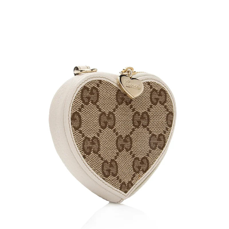 Gucci tote bags for women with a printed Gucci logoGucci GG Canvas Heart Coin Pouch (SHF-8ldoVR)