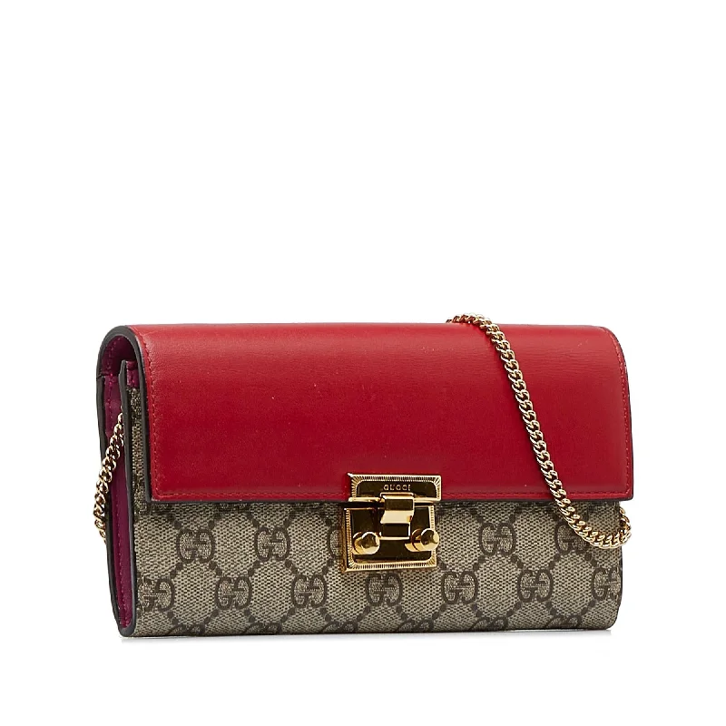 Women Gucci Sylvie bags featuring the signature web stripeGucci GG Supreme Padlock Wallet On Chain (SHG-gPQdaz)