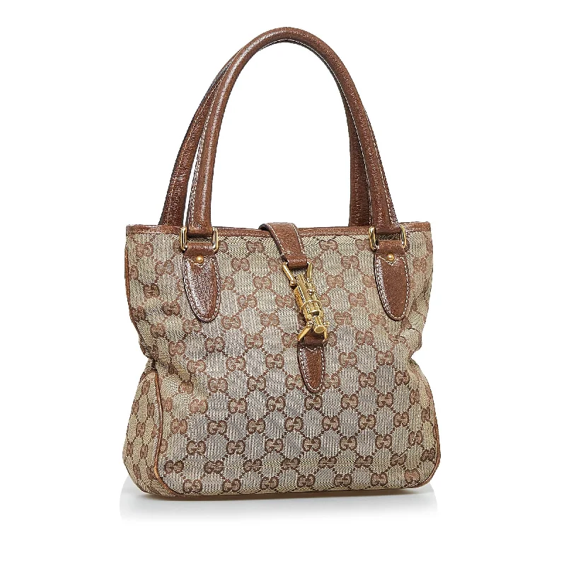 Ladies Gucci Dionysus bags with a chain - link shoulder strapGucci GG Canvas Jackie Piston Lock Handbag (SHG-R6bLVW)