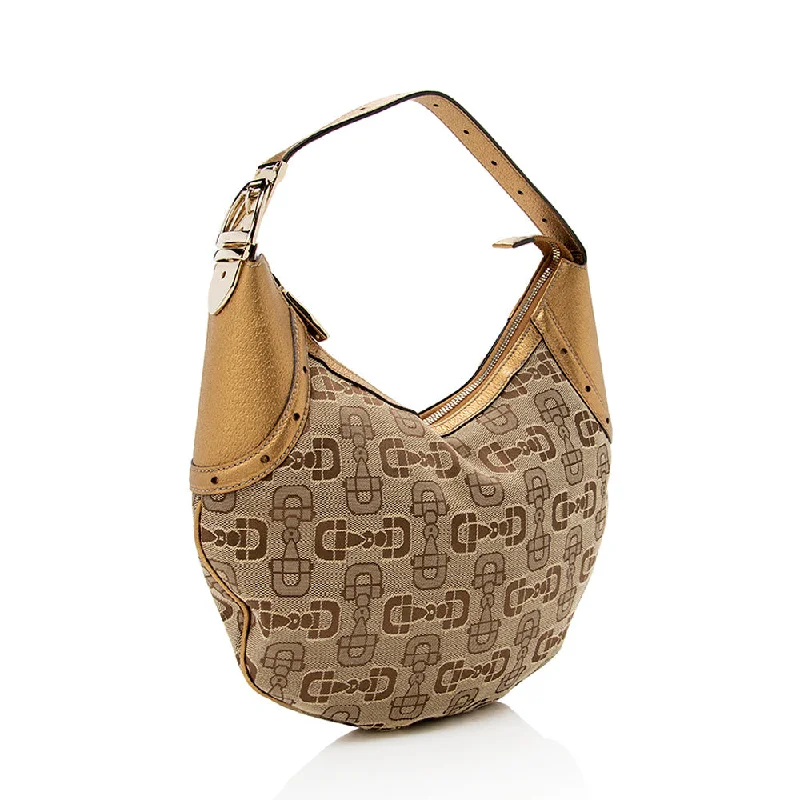 Medium - sized Women Gucci handbags for everyday useGucci GG Canvas Horsebit Glam Hobo - FINAL SALE (SHF-14864)