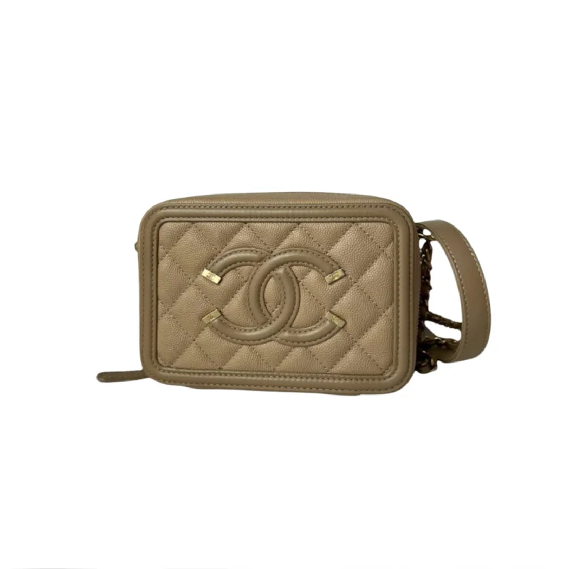 Chanel Vintage Inspired Handbag for Retro LoversSmall Filigree Vanity Case Caviar Beige GHW