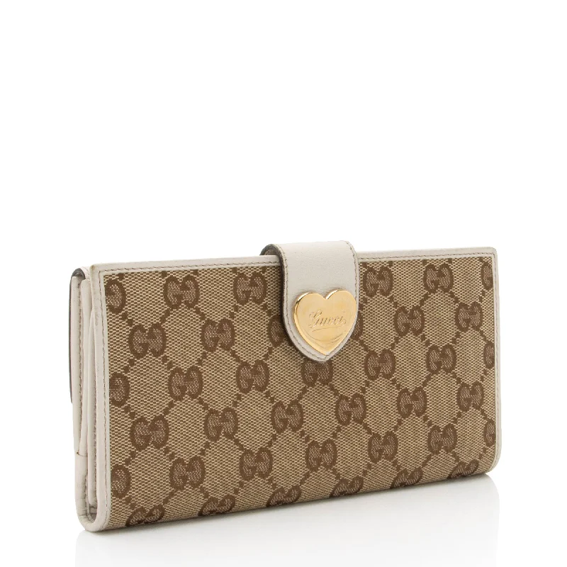 Medium - sized Women Gucci handbags for everyday useGucci GG Canvas Heart Script Continental Wallet (6kTDdx)