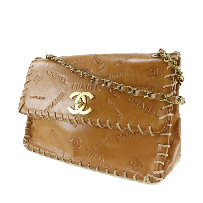 Chanel Luxury Handbag for High - End EventsCHANEL Chain Shoulder Bag Coco Mark Logo Vintage Tanned Leather Brown/Gold Hardware Women's