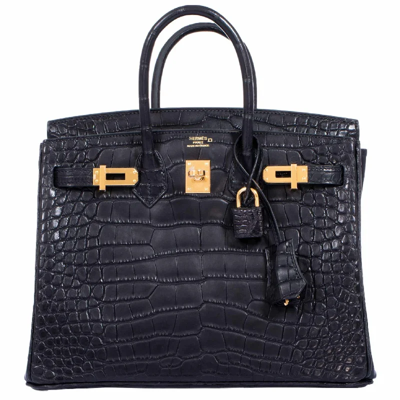 Hermès Birkin 25 Black Matte Alligator Gold Hardware