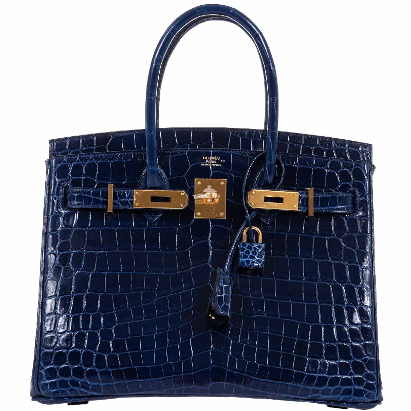 Hermès Birkin 30 Blue Saphir Semi-Matte Niloticus Crocodile Gold Hardware