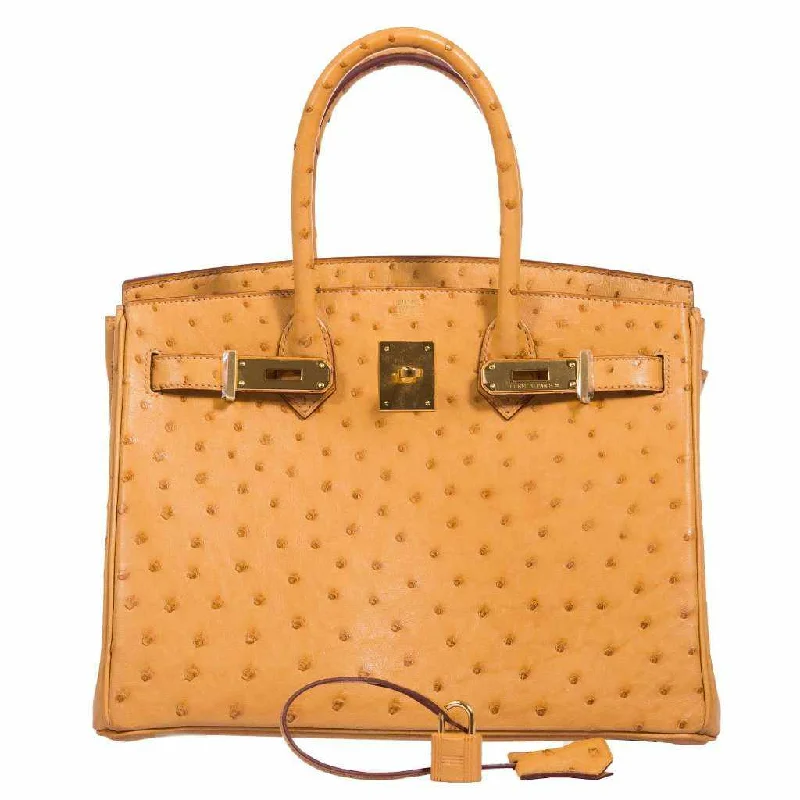 Hermès Birkin 30 Tabac Camel Ostrich Gold Hardware