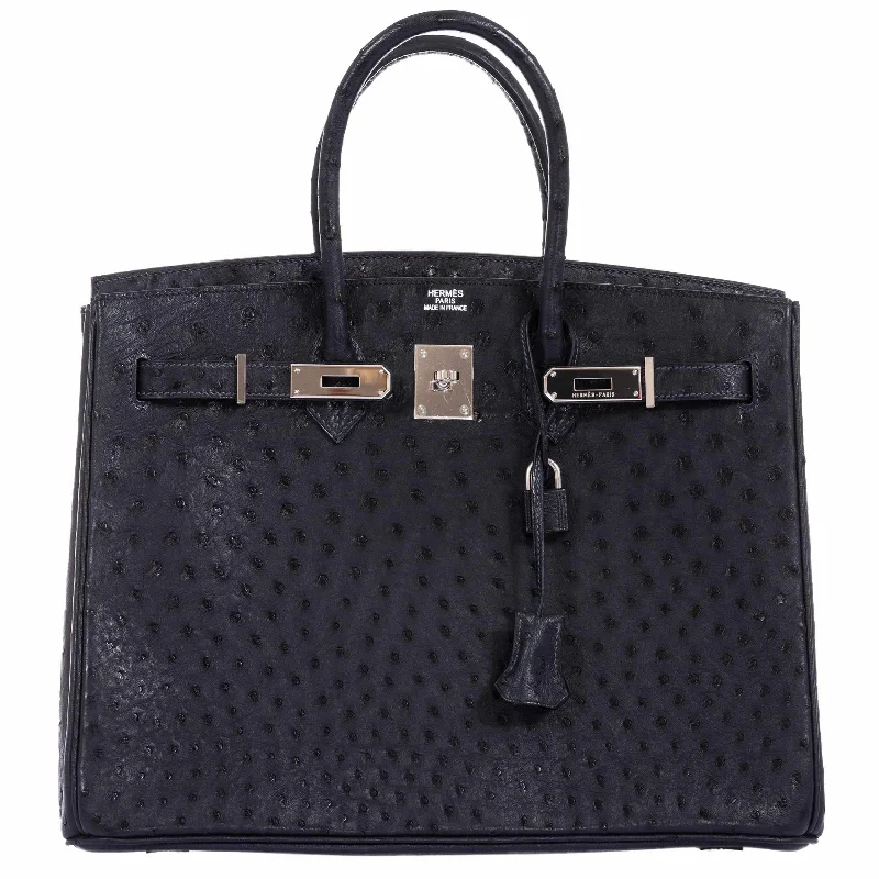 Hermès Birkin 35 Blue Indigo Ostrich Palladium Hardware