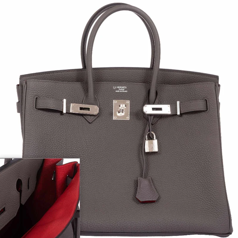 Hermès Birkin 35 HSS Bi-Color Etain & Rouge Vif Togo Palladium Hardware