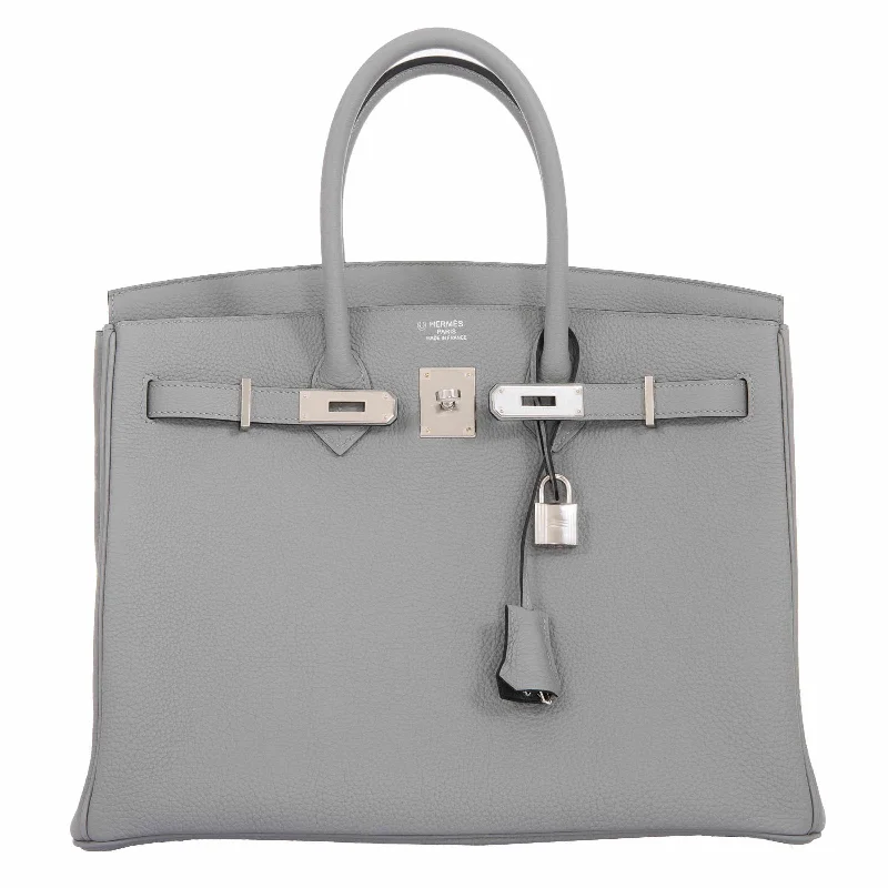 Hermès Birkin 35 HSS Bi-Color Gris Mouette & Vert Fonce Togo Palladium Hardware