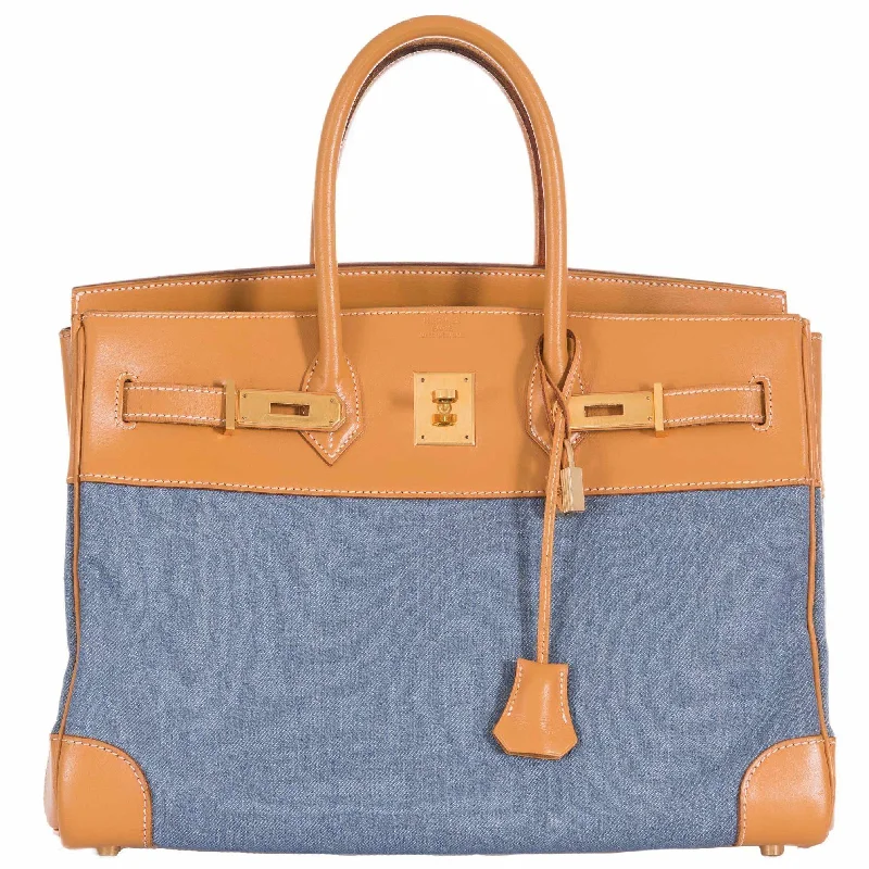 Hermès Birkin 35 Denim & Vache Naturelle Gold Hardware - Limited Edition