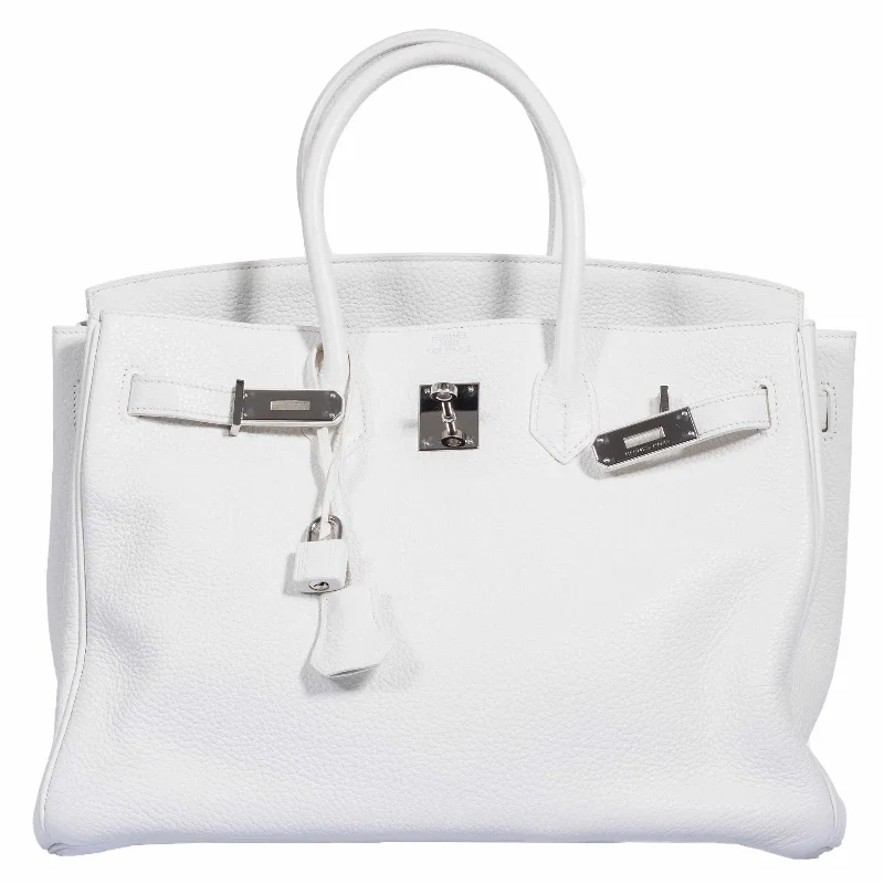 Hermès Birkin 35 White Taurillon Clemence Palladium Hardware