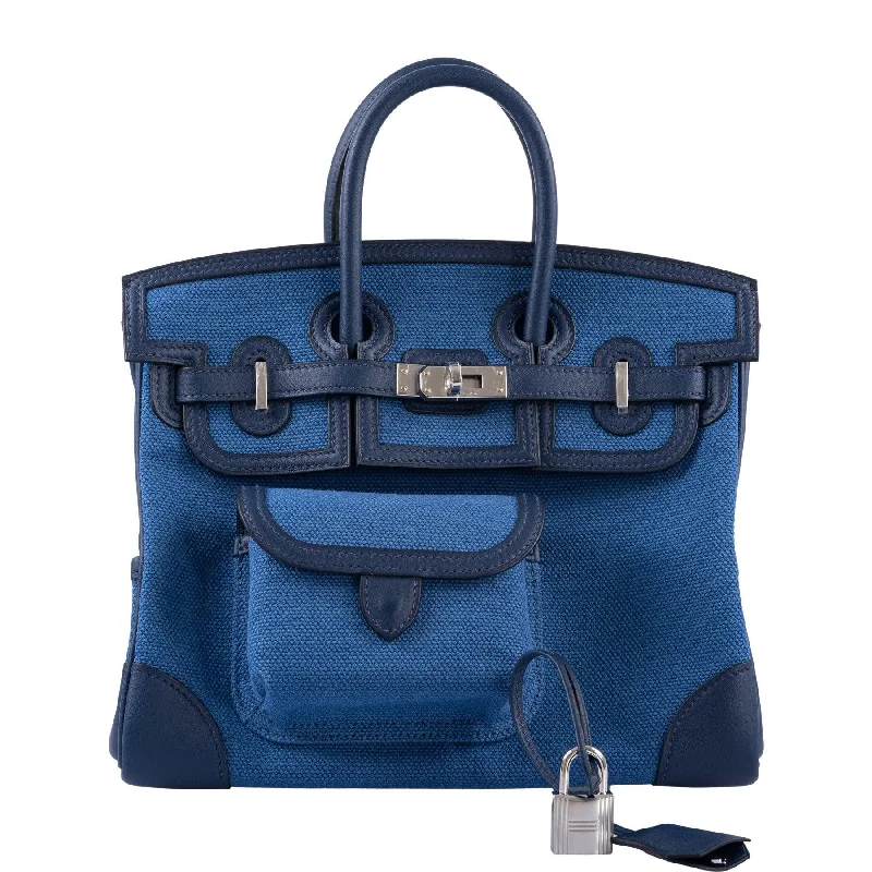 Hermès Cargo Birkin 25 Blue Egee Toile Goeland & Navy Swift Palladium Hardware