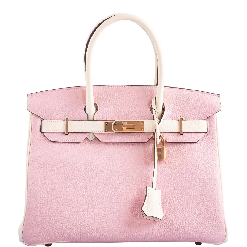 Hermès HSS Birkin 30 Rose Sakura and Craie Clemence with Rose Gold Hardware