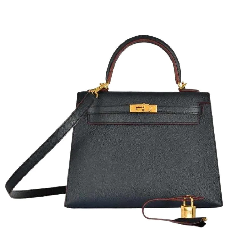 Hermès Kelly 25 Sellier Indigo and Rouge H Contour and Gold Epsom Gold Hardware