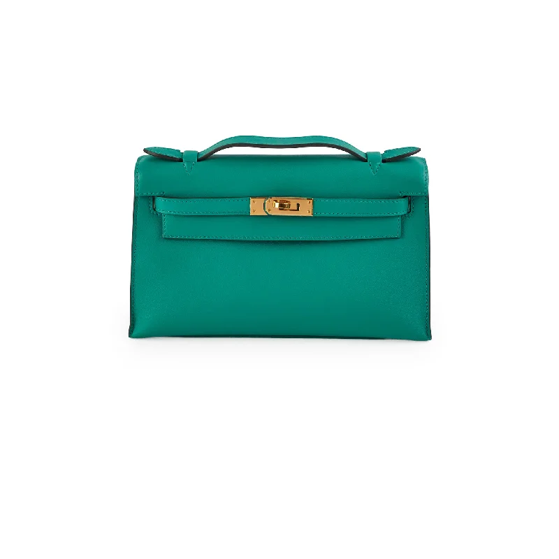 Hermes Kelly Pochette Vert Verone Swift - C Stamp