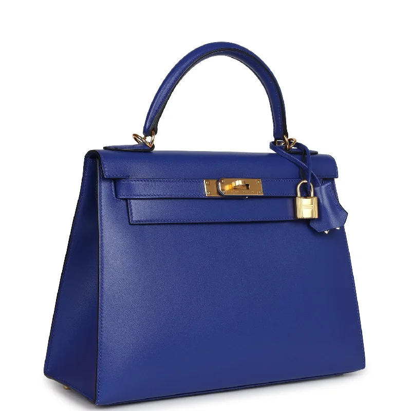 Hermes Kelly Sellier 28 Bleu Electric Tadelakt Gold Hardware