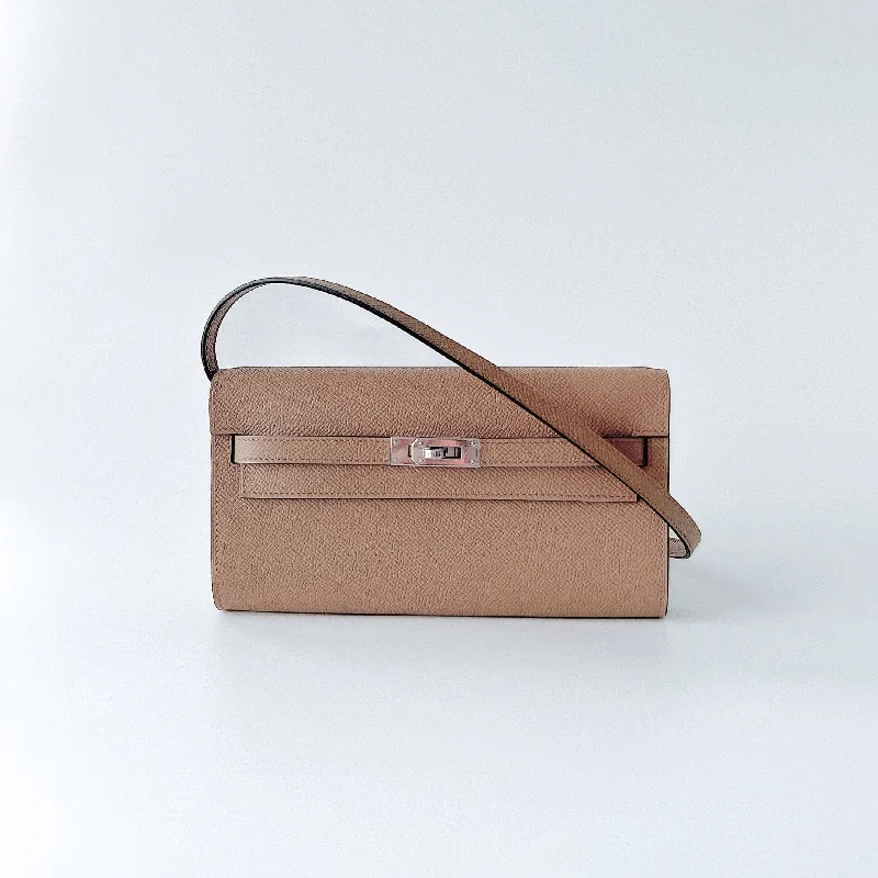 Hermes Rare Kelly Classique To Go Wallet, Chai And Mauve Sylvestre