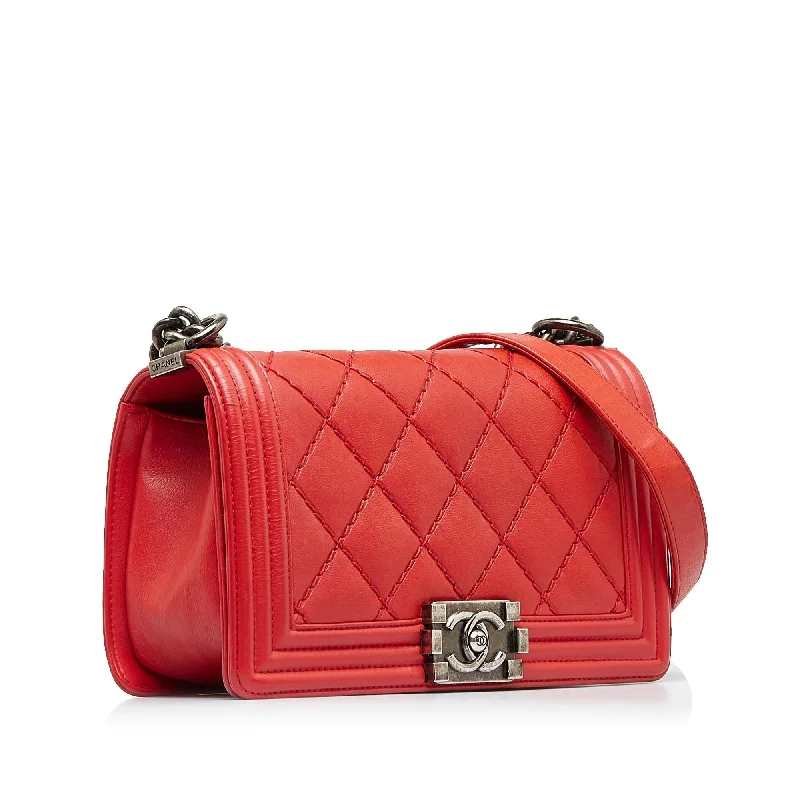 Chanel Luxury Handbag for High - End EventsChanel Small Lambskin Double Stitch Boy Flap (kxNHab)