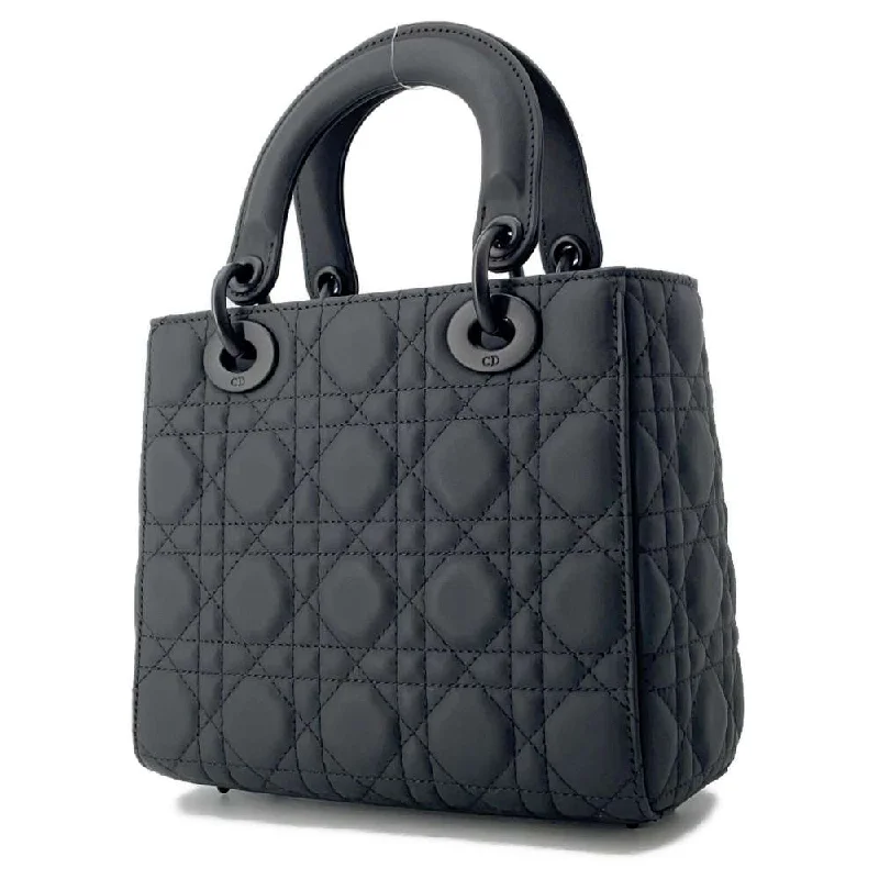 Christian Dior handbags with a snap - button closure and a decorative buckleDior Lady Dior Cannage Black M0538SLOI_M989 Ultra Matt Calf Leather Skin Size Small