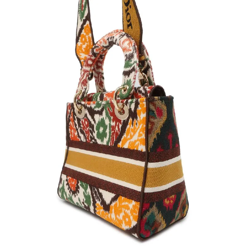 Christian Dior bags with a quilted pattern and gold - toned hardwareDior Lady D-LITE Paisley 2WAY Handbag Multicolor Canvas Size Medium