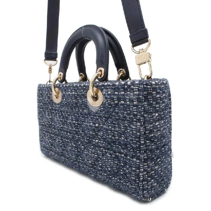 Christian Dior bags with a quilted pattern and gold - toned hardwareDior LADY D-JOY Bag Navy M0540OTKJ_M928 Tweed Size Medium