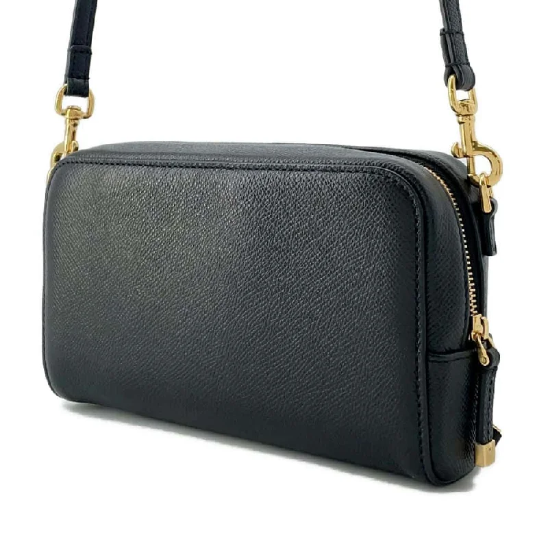 Christian Dior handbags with a snap - button closure and a decorative buckleDior Karo double pouch Black S7431UBAE Leather