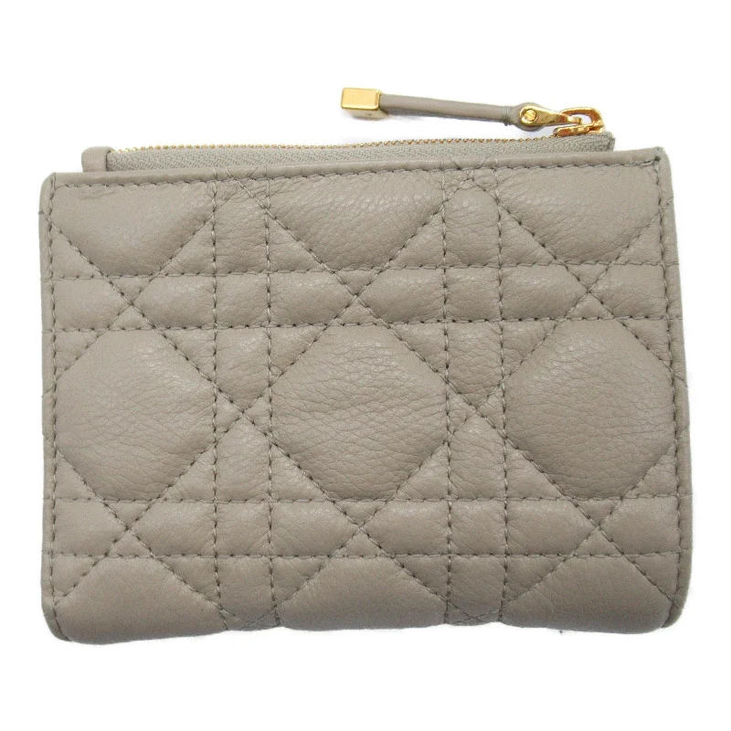 Christian Dior handbags with a removable shoulder strap for versatilityDior Dior Double Fold Wallet Double Folded Wallet Leather  Beige