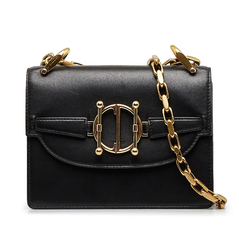 Christian Dior handbags with a detachable mirror for on - the - go touch - upsDior DiorDirection Black Leather