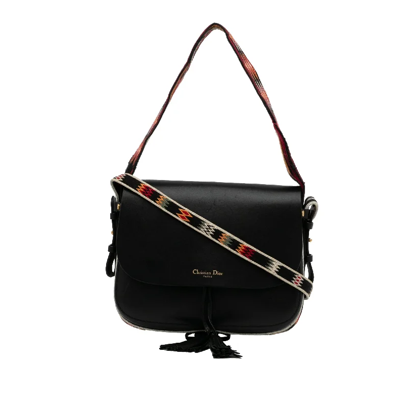 Christian Dior Saddle bags with a studded trim for a bold lookDior Diorodeo Flap Black Calfskin