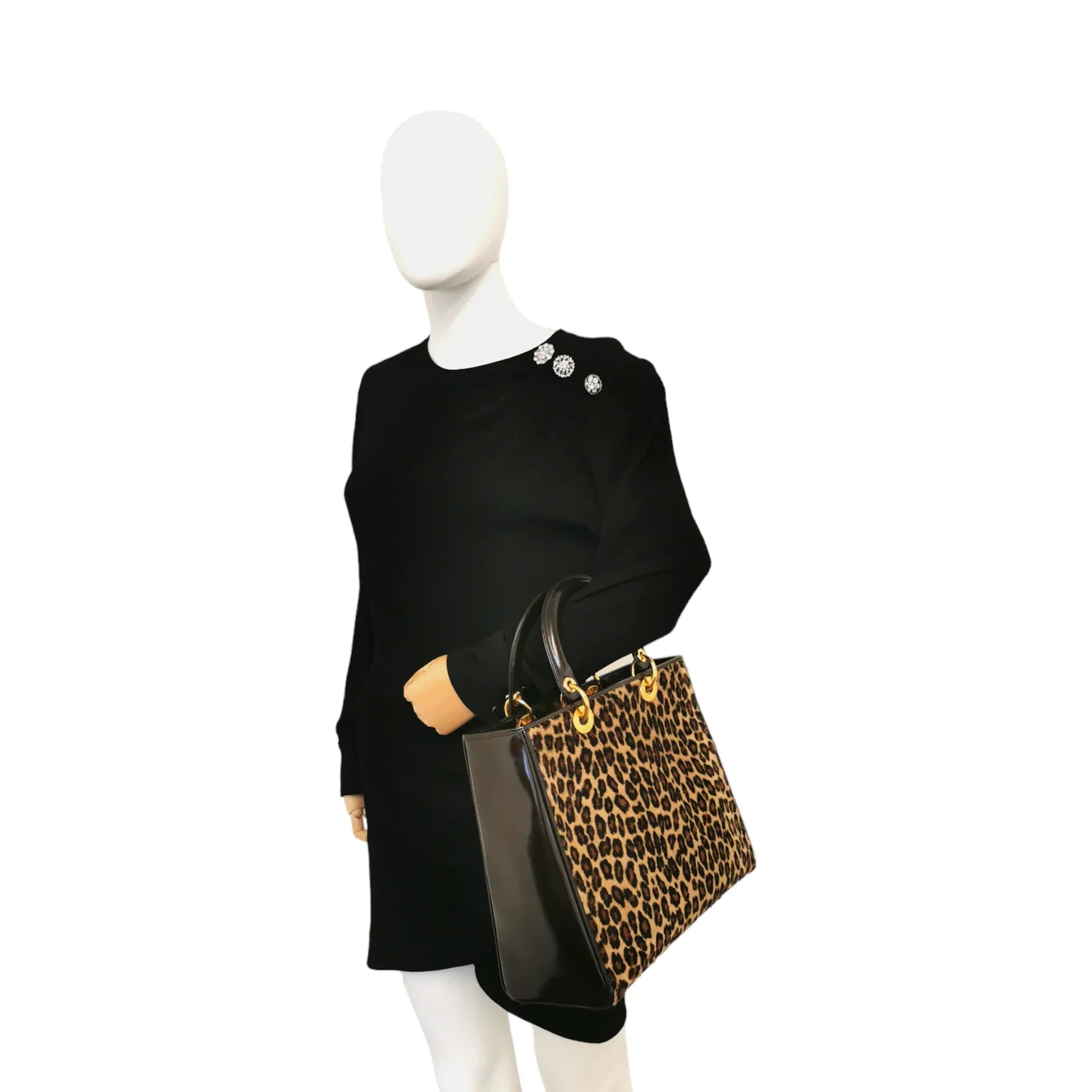 Christian Dior Saddle bags with a distressed leather finishDior Lady Dior Large Leopard Print Calfhair