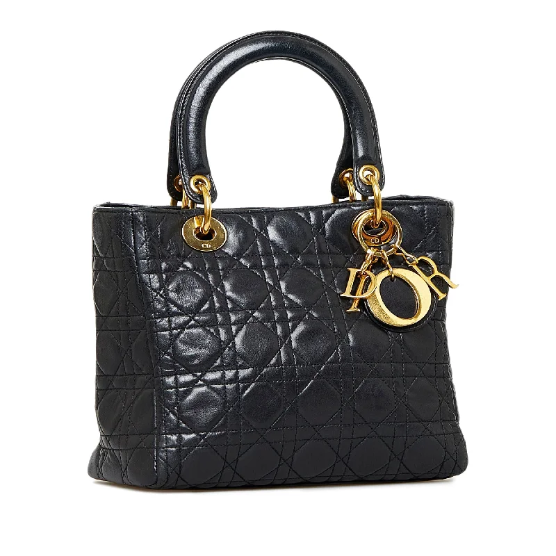 Christian Dior Saddle bags with a distressed leather finishDior Lady Dior Medium Black Cannage Quilted Leather