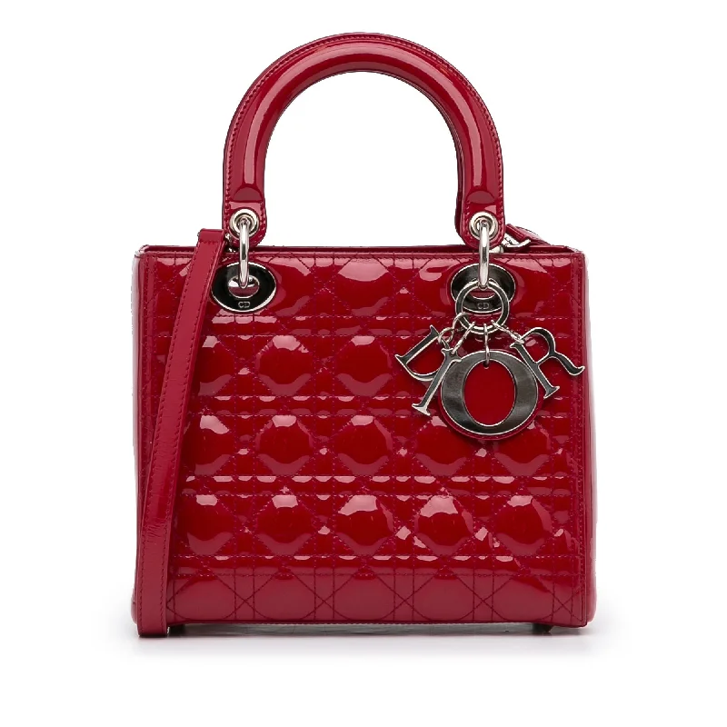 Christian Dior backpacks with a sleek, minimalist silhouetteDior Lady Dior Medium Red Patent Leather