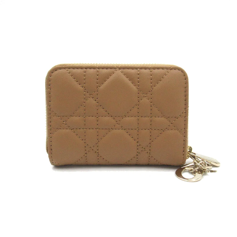 Christian Dior bags with a side - pocket for holding a water bottleDior lady dior medium wallet Beige Lambskin [sheep leather] S0985ONMJ53U