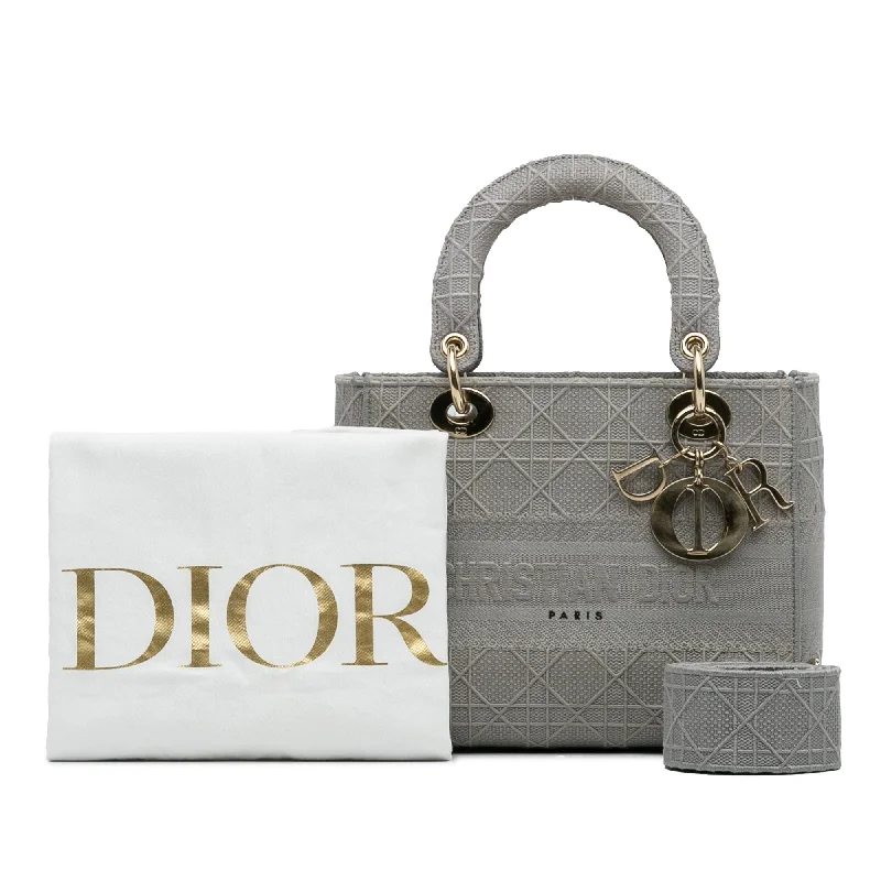 Christian Dior tote bags with a printed Dior logo on the frontDior Lady D-Lite Medium Grey