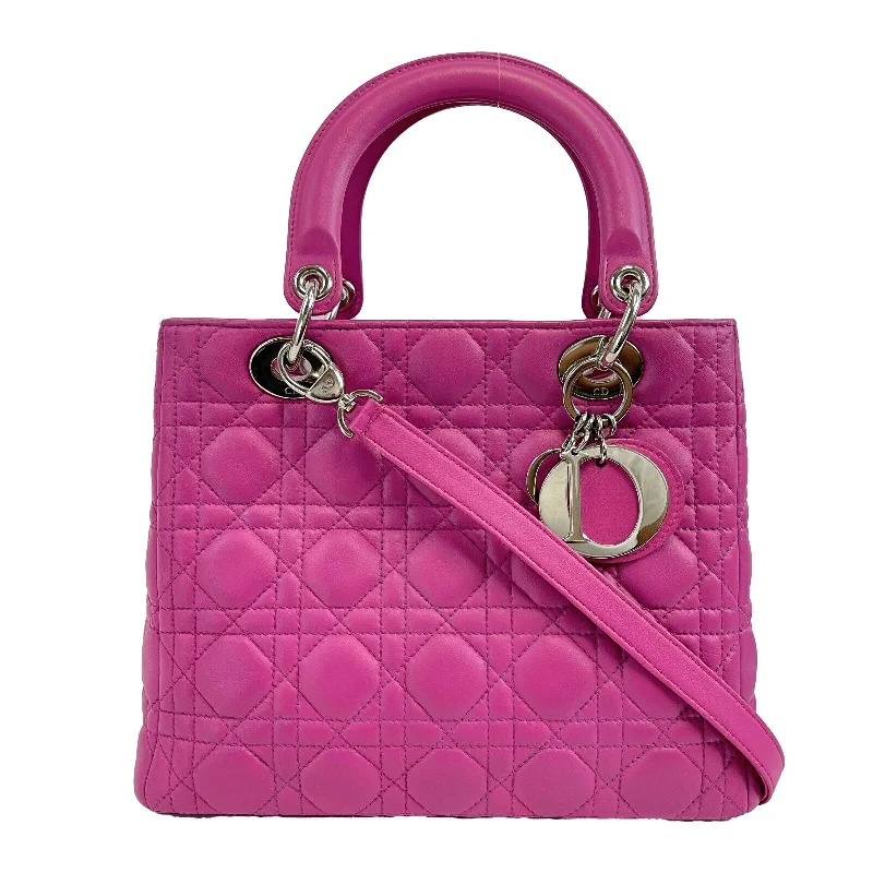 Fashion - forward Christian Dior tote bags for the modern womanDIOR Lady Dior Cannage Medium Rani Pink Top Handle Shoulder Strap